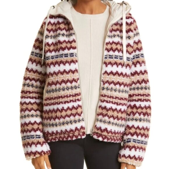 🔥 Rag & Bone Fair Isle High Pile Sherpa Hoodie Jacket Coat Multi Size XS - Picture 4 of 7